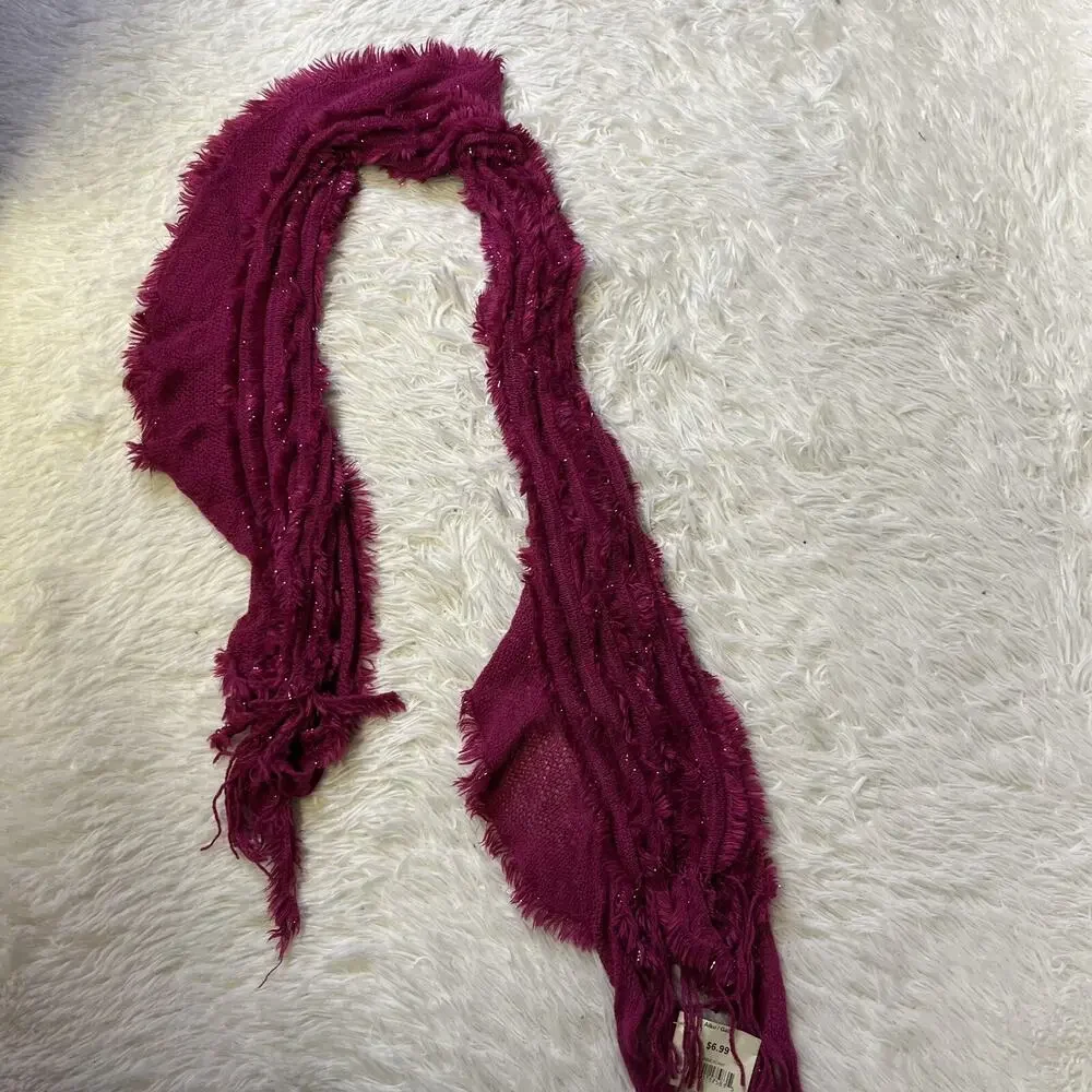 Metallic Head Wrap Fringes Tichel Scarf Chemo Head Covering Headscarf Purple